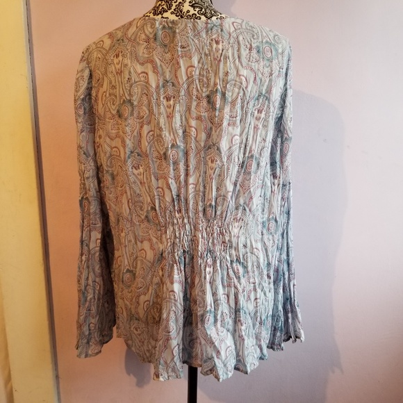 Venezia Women's Pastel Sheer Crinkle Shirt 14/16 - Picture 4 of 8